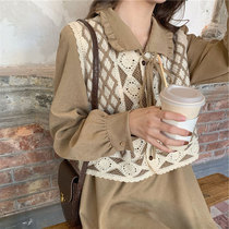 2021 Winter skirts Platycoon retro style New French style small crowdwear The long dresses underdress the underdress children autumn and winter