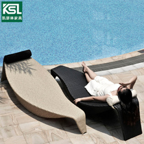  Pool deckchairs Outdoor swimming pool Creative swimming pool High-end hotel rattan leaf bed Beach outdoor deckchairs