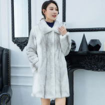 Imported cross mink grass coat womens collar new mink winter mink coat womens whole mink medium and long womens clothing