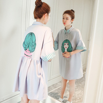 Ocean Gas Little Sub Pregnant Woman Summer Clothing Blouse Blouse Collar Dress Summer Skirt Short Sleeve Tidal Hot Mother Personality Doll Dress