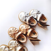 Milk Dad Old Soles New Children Genuine Leather Butterfly Knot Super Comfortable Sticky Princess small leather shoes 372