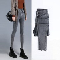 Hong Kong high-waisted jeans womens ankle-length pants spring new slim thin pencil pants Joker Tide Joker Tide