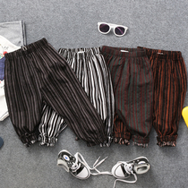 Summer New Children Multicolored Striped Anti-mosquito Pants Boy Girl Baby Girl Casual Close-up Pants Tide Boy 9 Pants 100 Hitch