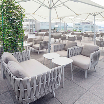 Outdoor sofa Nordic courtyard garden outdoor leisure furniture combination terrace balcony rattan single sofa chair