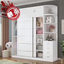 Wardrobe sliding door simple modern economy assembly cabinet bedroom solid wood quality overall sliding a sliding door simple clothing