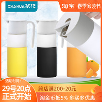 Tea flower glass oil pot automatic opening and closing large capacity anti-leaking oil bottle kitchen supplies Home sauce Vinegar Vinegar Pot