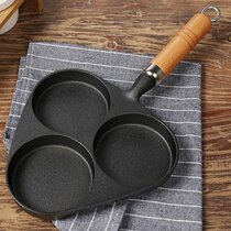 Cast iron egg dumpling pot Egg dumpling mold omelette Non-stick pan Three-hole fried egg sausage pot Egg burger pot