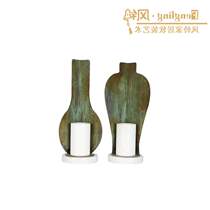 2020 New Nordic style board room Living room dining table Copper green candlestick decoration Neoclassical dining room Home
