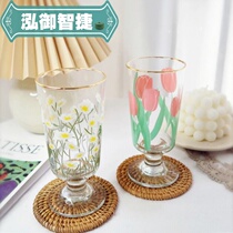 Tulip Small Daisy Retro High Foot Cup Phnom Penh Glass Cup Short Footed Red Wine Mug
