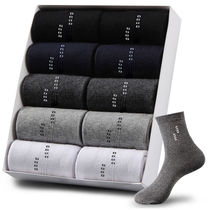  (5 10 pairs)socks Mens autumn mid-tube mens socks warm business deodorant sports socks solid color four seasons mid-length socks