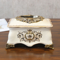 European luxury villa model room decoration tissue box American ceramic box tea table soft decoration ornaments