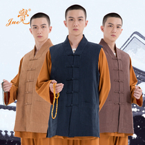 Je brand winter cotton and linen vest vest plus velvet warm jacket waistcoat shoulder short Galan gown men and women monk monk clothes