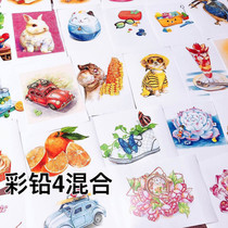 Custom A4 plastic seal childrens art color lead basic flora and fauna still life landscape copy card hand-painted color card beauty