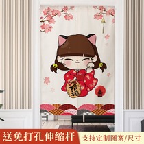 Japanese style and style fabric curtain home porch toilet feng shui curtain living room bedroom kitchen anti-oil smoke partition curtain