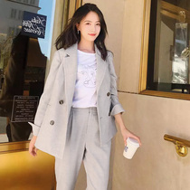 2020 Spring and autumn new suits suit womens Korean version Inn Wind fashion temperament little Subsuit jacket Two sets
