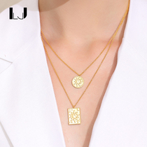 little joys925 silver gold-plated little Sun Coin Coin round brand necklace female retro folding sweater chain