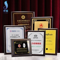  Crystal medal Custom-made authorization card Solid wood production wooden tray certificate Gold foil dealer honor plaque award