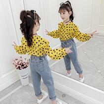 Girl set 2020 New Style Autumn girls jeans shirt childrens pants two-piece spring and autumn