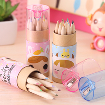 Practical Color Pencil 12 Color Creative Cartoon With Rolls Pen Knife Kindergarten Students Childrens Festival Gift Wholesale