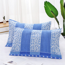 Simple student dormitory a pair of blue pillow towels single cotton pure cotton student pillow towels single cotton single