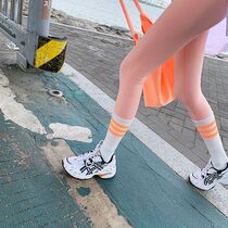 Lagirl Korea 20 early summer new adorable sweet and beautiful collage three-track bar high cylinder socks