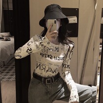 Vanya Round-Tied Sweater Autumn Winter Han Edition Fixed Ocean Letter Long-sleeved T-shirt Cuff Crossing Tops