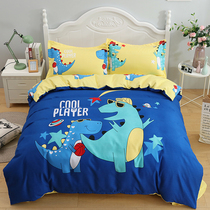 Cute cartoon four-piece quilt core childrens sheets quilt cover cotton cotton cotton three-piece boys and girls