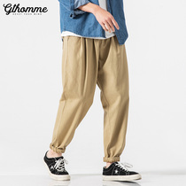 End of season clearance two pieces of 50 percent off autumn men casual pants Tide brand loose small foot pants trend thin ankle-length pants