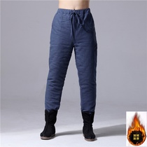 Winter cotton linen cotton pants original new mens soft and comfortable cotton thickened warm ramie feet with boots pants
