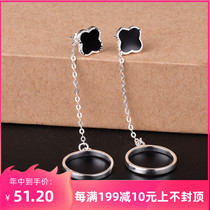 Clover 99 sterling silver stud earrings lucky grass pattern female earrings temperament Korean sen series suitable for thin earrings