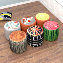 Small stool soft seat Household living room small bench simple shoe stool Net red childrens small round stool Bedroom fabric low stool