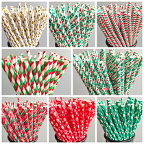 Christmas disposable kraft paper tube Creative wedding props Party banquet paper straw