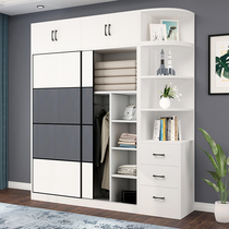 Wardrobe sliding door Modern simple solid wood household bedroom package installation economical sliding door sliding door Coat cabinet