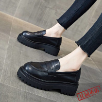 Hong Kong Lefu shoes lady spring and autumn new female shoes in the thick sole of the leather height of the English wind shoes plus the sulfur shoes