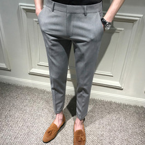 Casual trousers mens business Korean trend autumn new slim body ankle-length pants hanging feeling Non-iron small foot long pants
