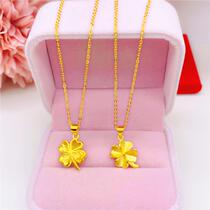 Chow Tai Fook Huamei Clover Pendant 18K Gold Necklace Womens Fine choker 16K Gold Never Fall