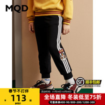 MQD children's clothing plus velvet padded girls' knitted sports pants 2021 winter children's warm striped casual leggings