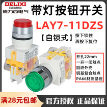 Dresy button switch with light LAY7-11DZS 220V self-lock red green 22mm LED LAY37