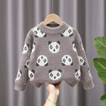 Childrens new sweater 2021 autumn winter boy covered head round-led knit cardiovert boy cartoon smiley face ferret linet clothing