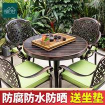 Outdoor Table And Chairs Patio Outdoor Open Air Casual Iron Art Table And Chairs Garden Villa Waterproof Sunscreen Aluminum Table and chairs Composition