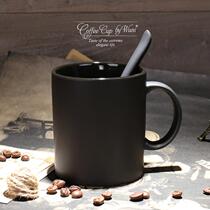 European-style high-grade ceramic black matte large-capacity mug creative simple frosted coffee cup with spoon water cup