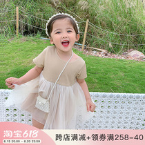 Girls tennis dress dress Yang Mei Home Childrens clothes 2022 Summer clothes new foreign air splicing baby Pompeo princess dresses