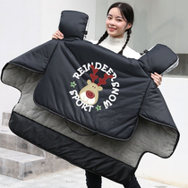 Electric motorcycle windshield is winter plus velvet thickened printing battery tram warm increase waterproof windproof cover