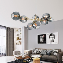 Living room lights Nordic lamps Modern simple atmosphere Creative Magic Bean Living room Bedroom study Glass molecular chandelier