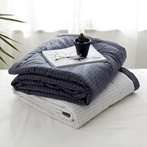 Japan-style good products washed cotton full cotton summer quilt without print grid pure cotton pure color double summer cool quilts by thin air conditioning