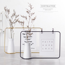 Nordic Ins Golden Iron Art Photo Frame Pendulum ceramic vase table swing piece Living room minimalist hydroponic flower arranger