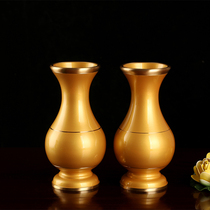 Buddha vase pure copper household Buddha front insert vase Guanyin water purification bottle living room decoration Vase ornaments