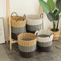 Pastoral weaving oversized dirty clothes basket home restaurant clothes storage washable toys folding storage basket ins