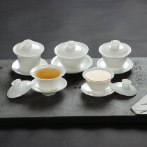 Sheep fat jade three-year-old Gaiwan LOGO gift custom shop company opening gift Dehua pure white porcelain tea cup