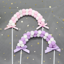 Hairball love pink purple arch dress up birthday cake decoration card beautiful dessert table layout flag planting